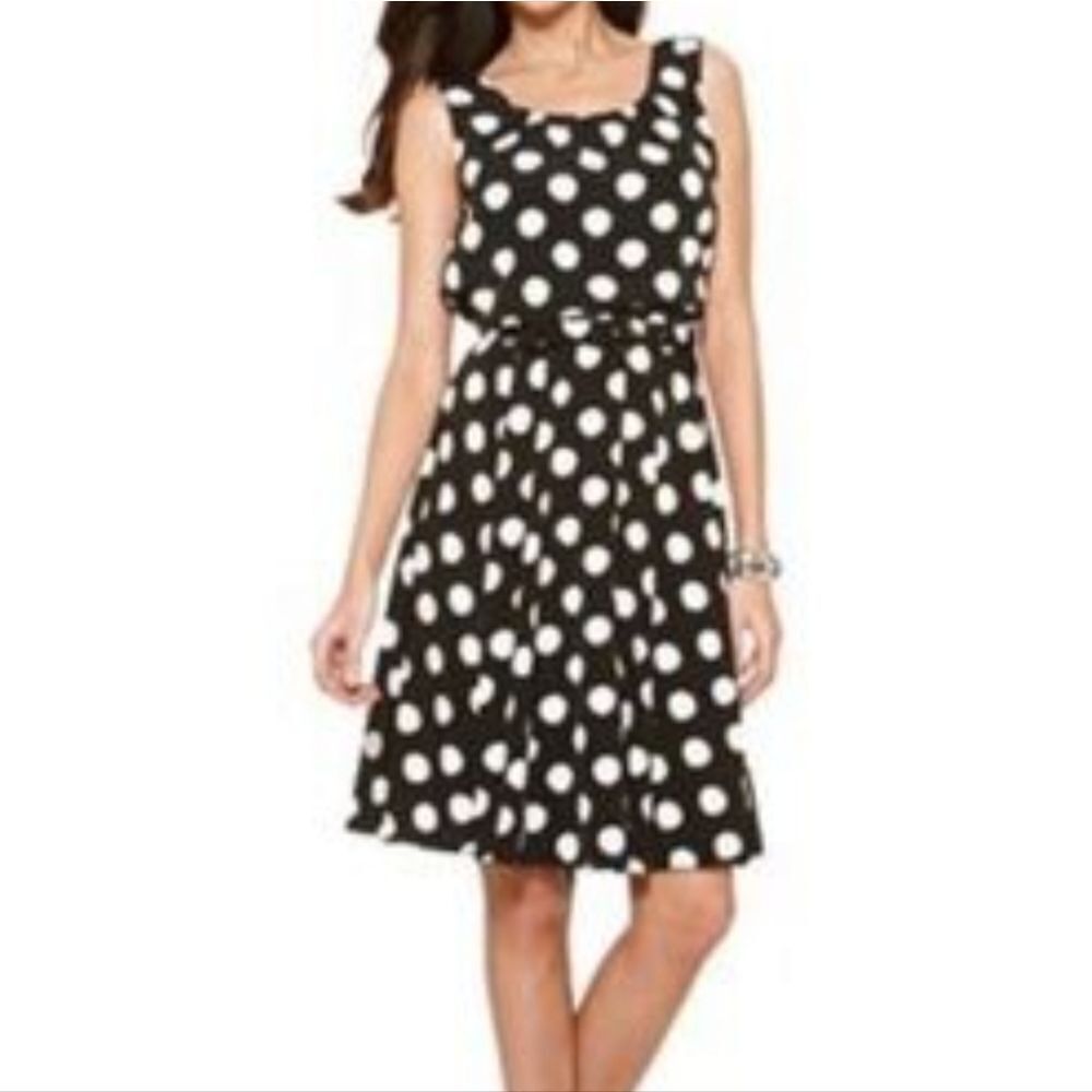 Alfani Black and White Polka Dot Midi Dress